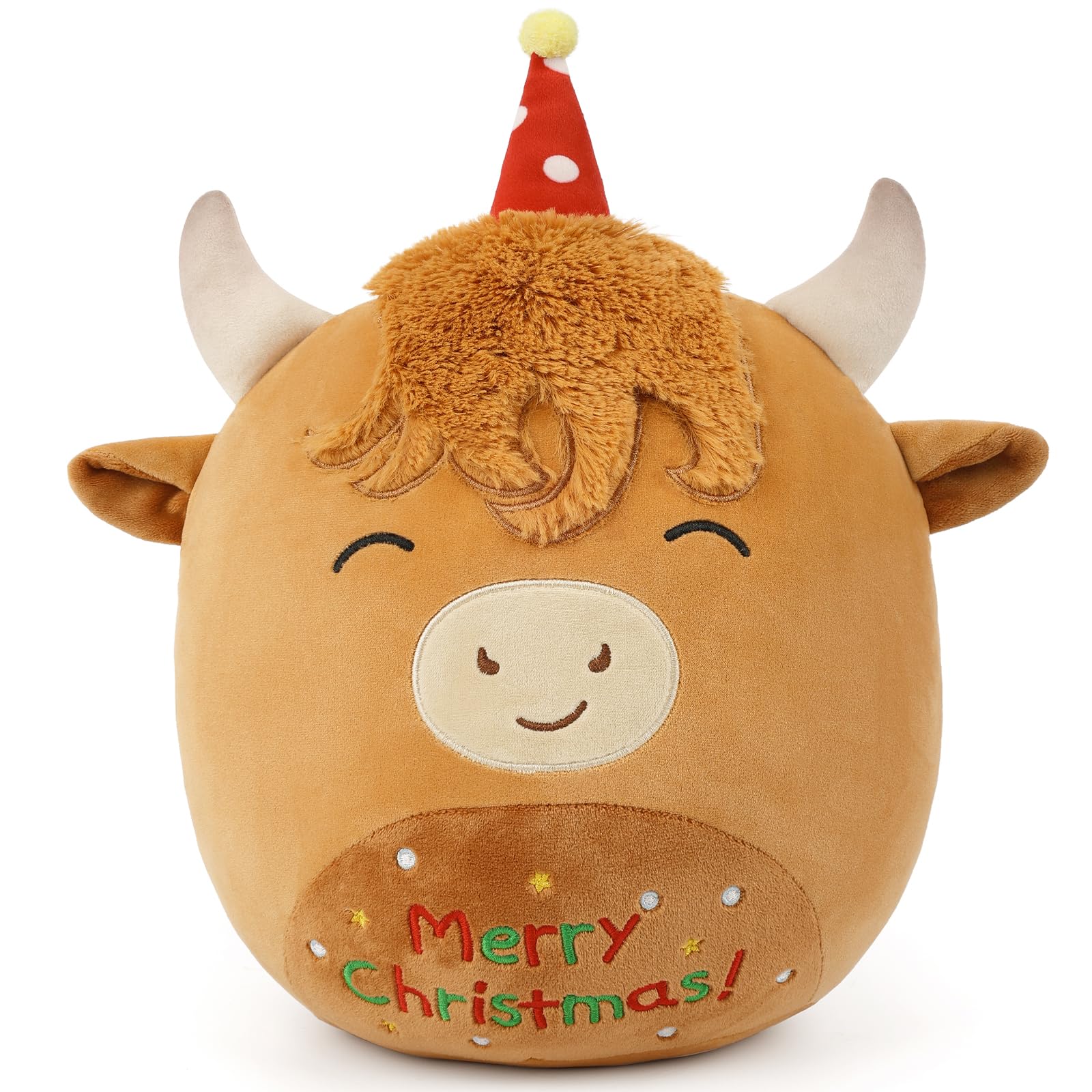 14' Highland Cow Stuffed Animals Plush Pillows, Scottish Highland Cattle Plushies, Soft Stuffed Cow Plush Toys For Cuddle & Squ